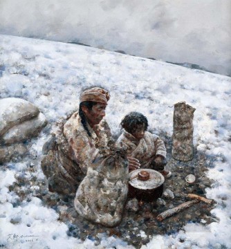 Cocinar en Tundra AX Tíbet Pinturas al óleo
